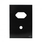 Placa p/ 1 Tomada + 1 Furo 4x2 - Novara Glass Preto Brilhante